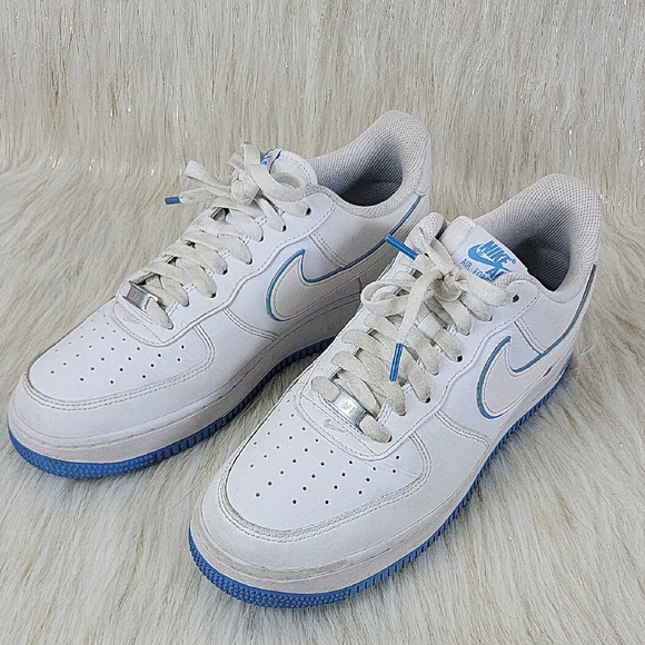 Nike Air Force 1 White with Blue Trim - Picture 1 of 8
